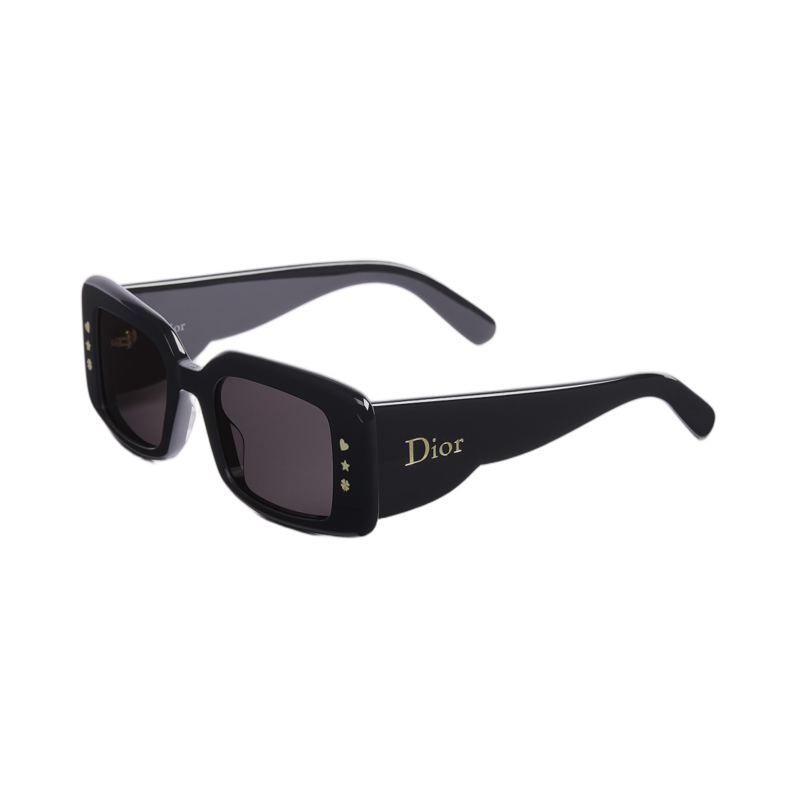 (W) 디올 럭키참 S1I 렉탱귤러 선글라스 샤이니 블랙((W) Dior Luckycharms S1I Rectangular Sunglasses Shiny Black) - 2