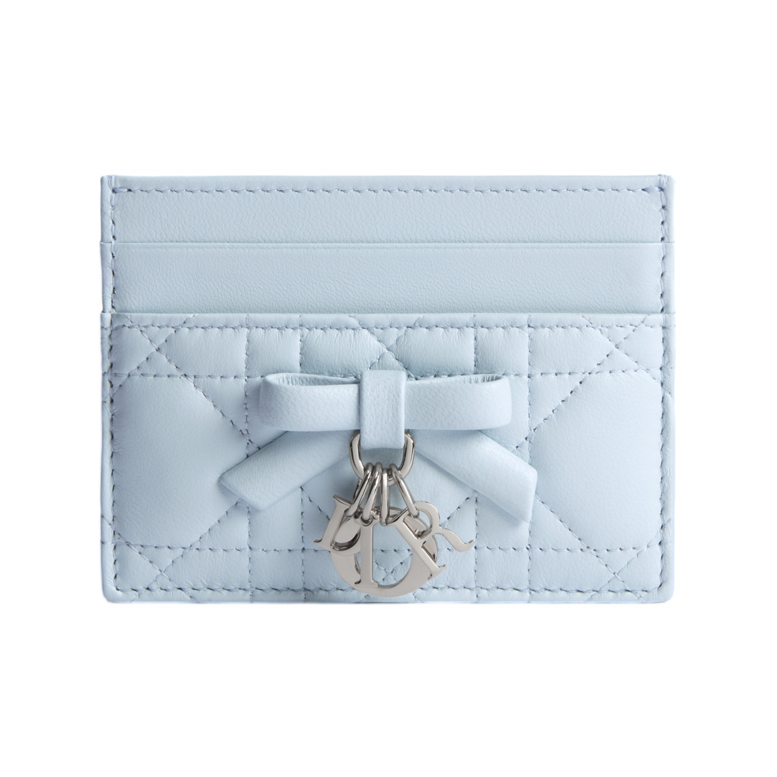 S2604PUQA-M39Z Dior Lady Dior Freesia Card Holder Cannage Lambskin Ice Blue