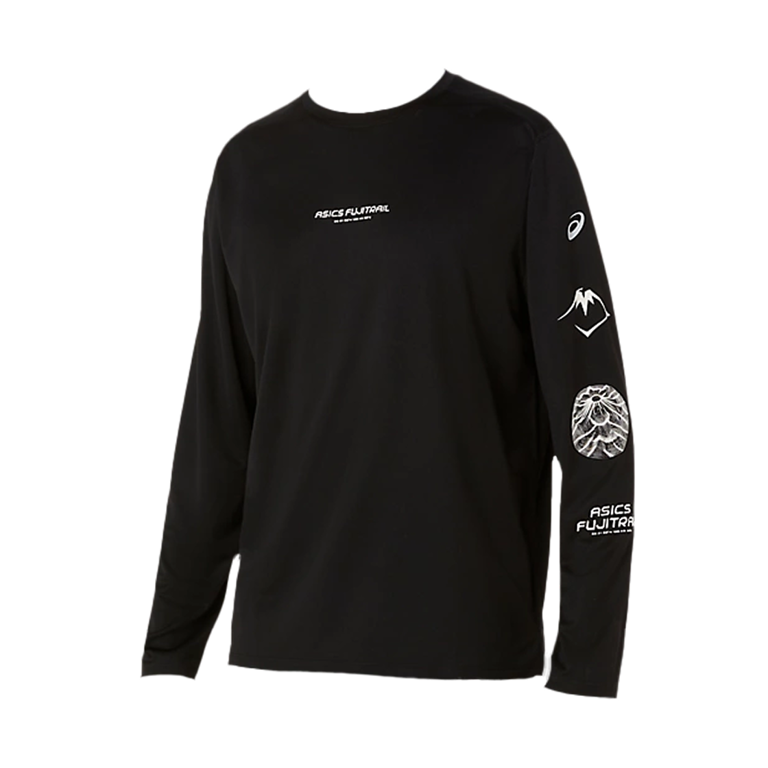 2011D525-100 Asics Fujitrail Logo Long Sleeve Shirt Performance Black Carrier Grey