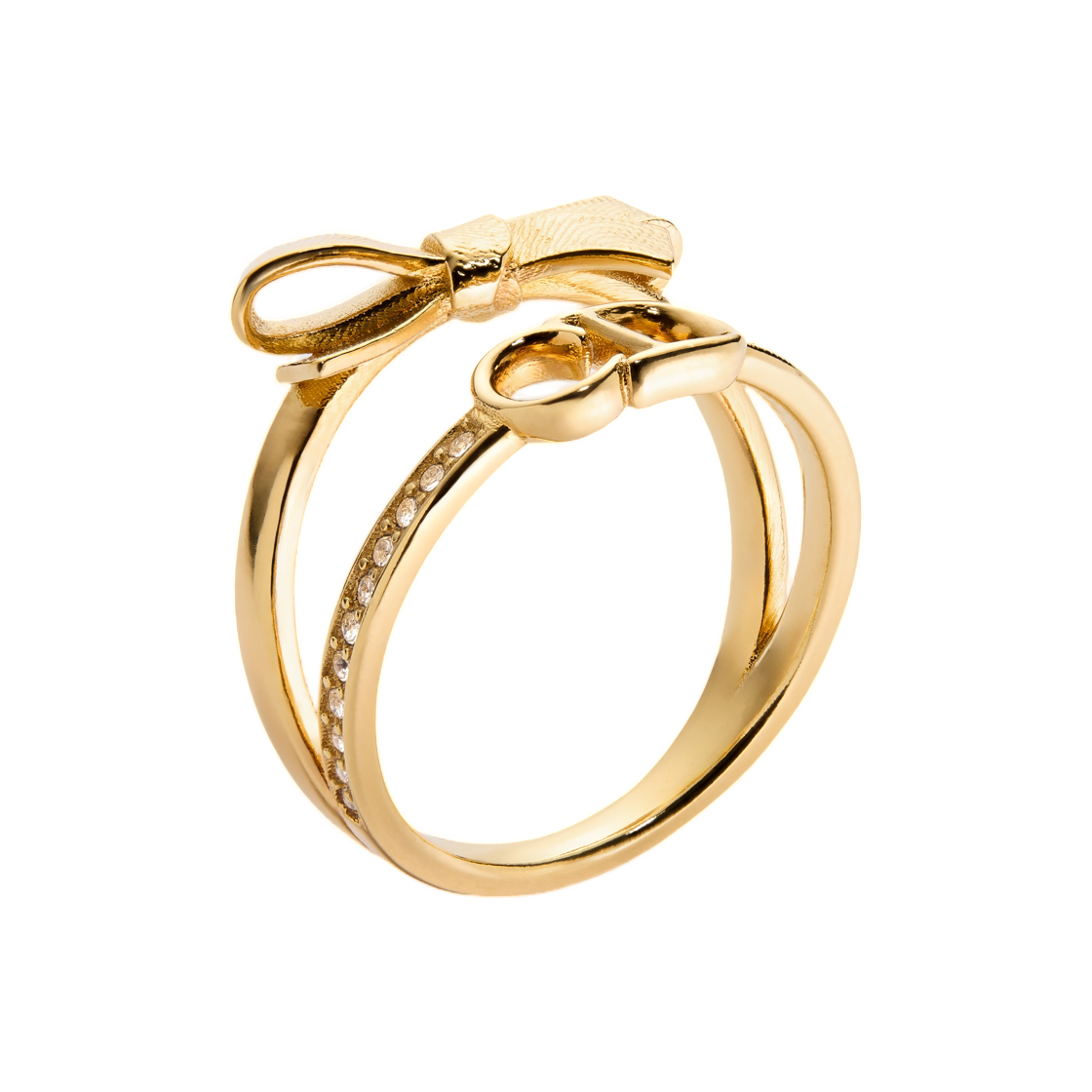 R2798WOMCY-D319 (W) Dior CD Bow Ring Finish Metal And Crystals Gold