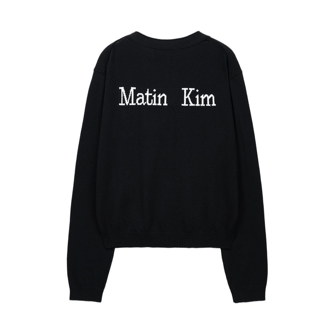 (W) 마뗑킴 백 로고 스냅 버튼 가디건 블랙((W) Matin Kim Back Logo Snap Button Cardigan In Black) - 2