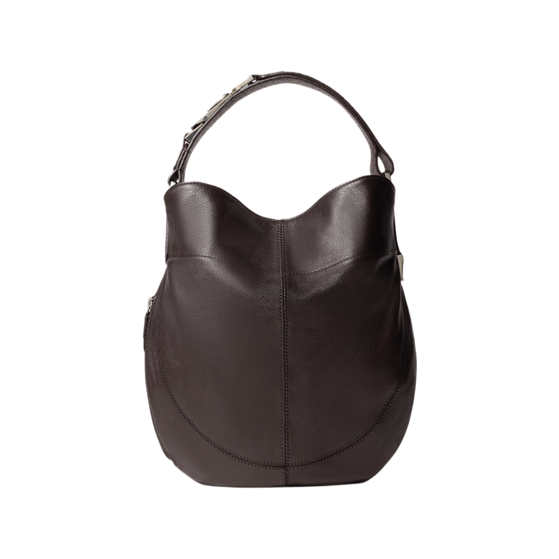 BG0196-LL0171-490 Lemaire Hobo Quiver Clip Bag in Leather Dark Chocolate
