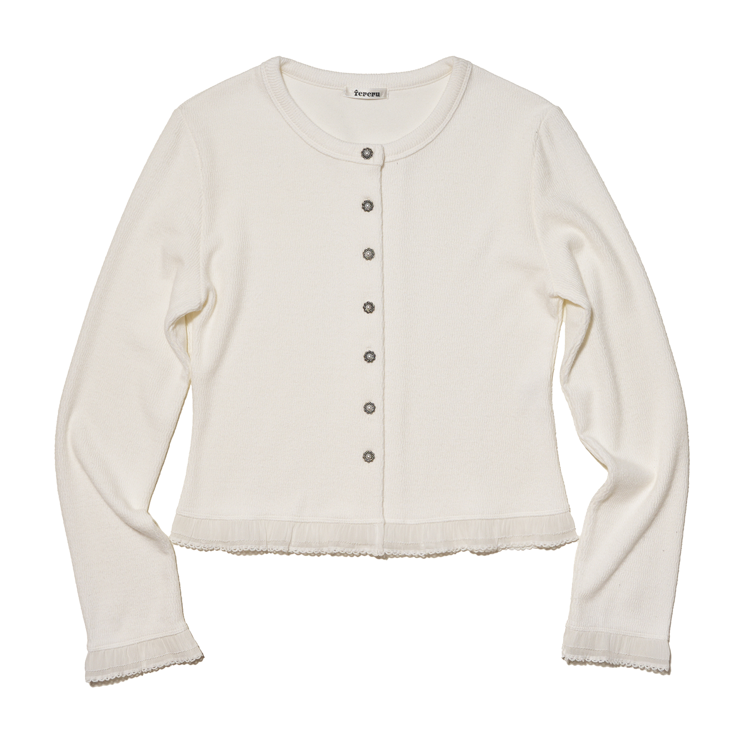 테레루 웨이브 라인 가디건 화이트(TERERU Wave Line Cardigan White)