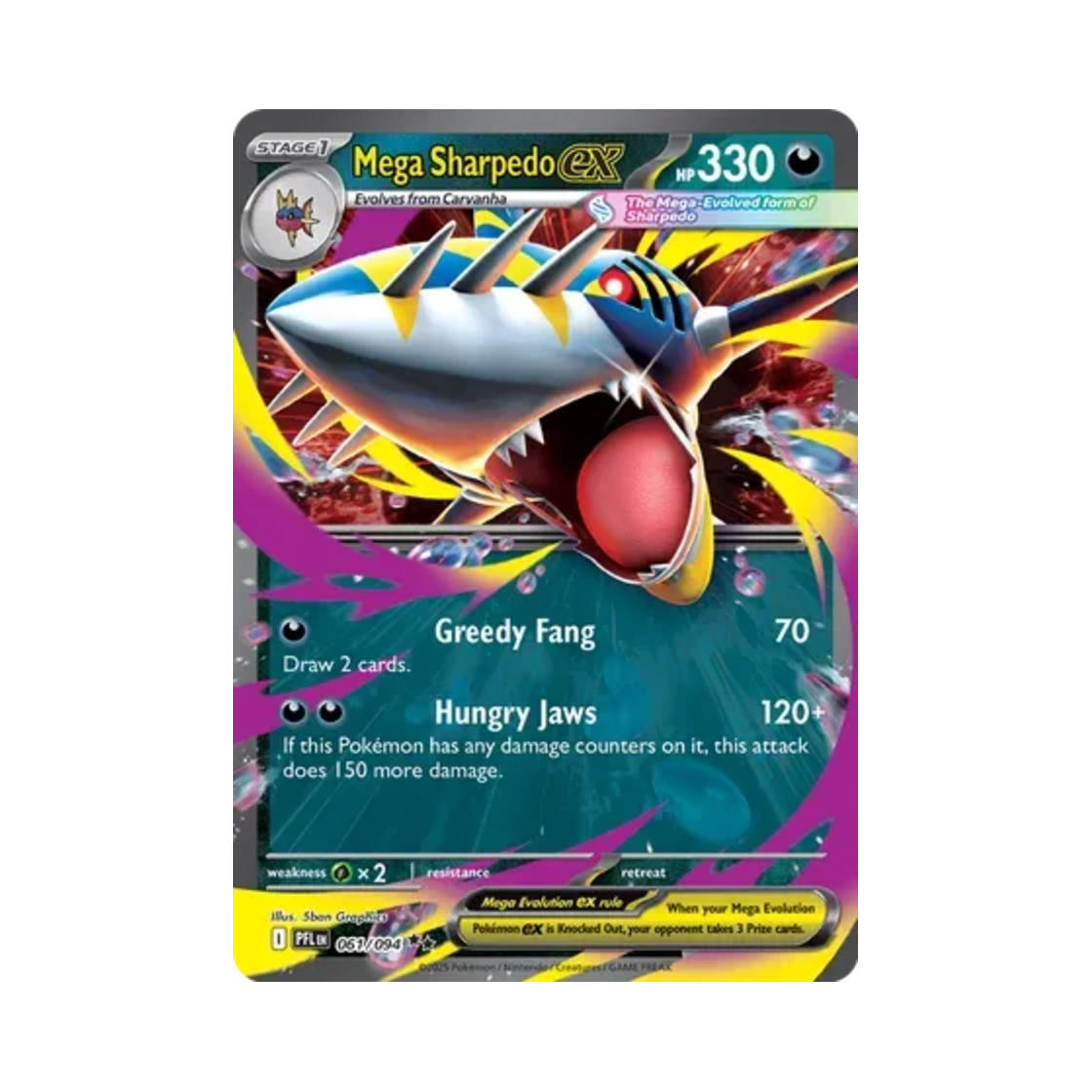 포켓몬 TCG 메가 샤크니아 ex DR 판타스말 플레임즈 (영문판)(Pokemon TCG Mega Sharpedo ex DR Phantasmal Flames (English Ver.)) - 1