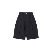 Sage Nation Box Pleat Denim Shorts Raw Denim