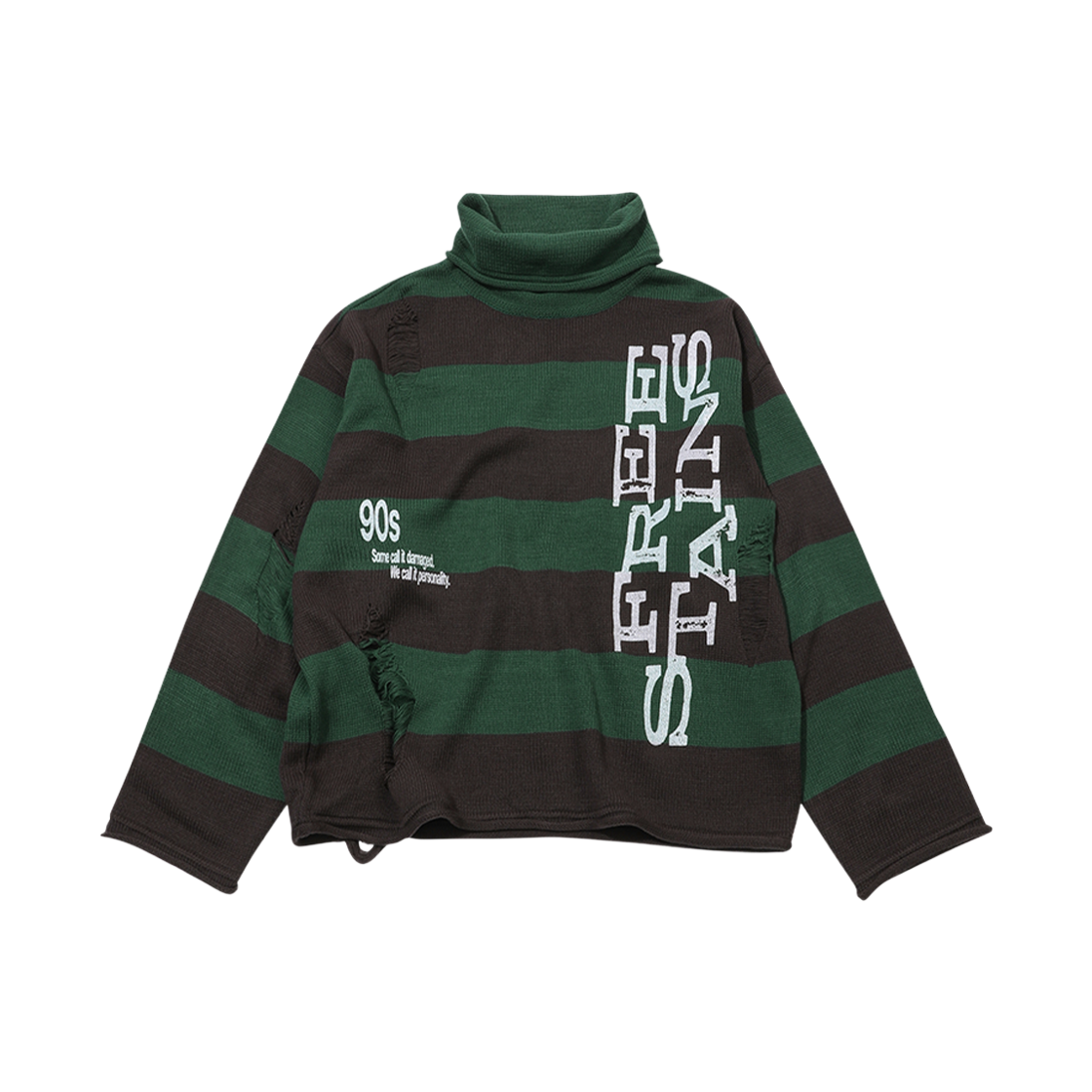 메인부스 프리 스테인스 데미지 스웨터 그린