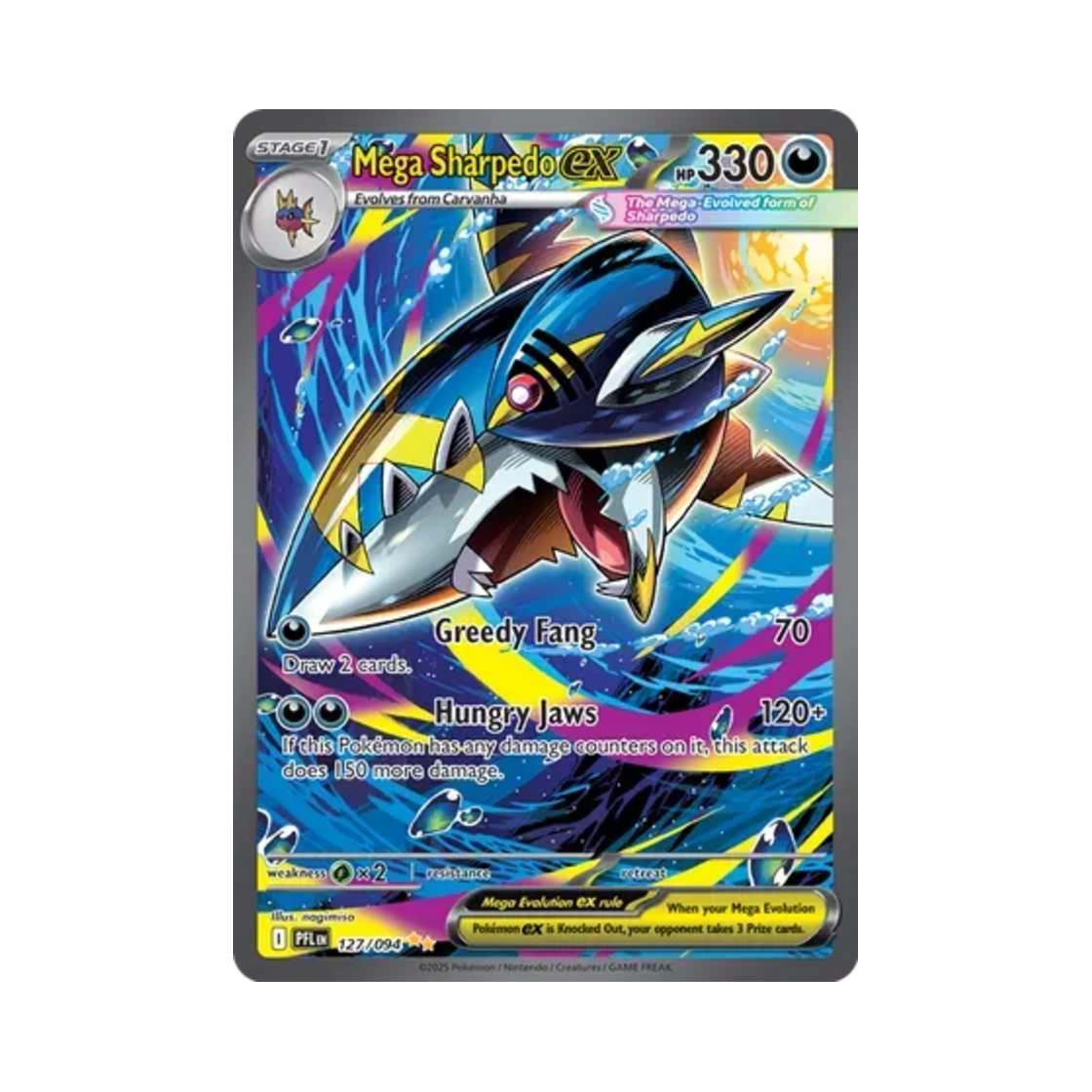 포켓몬 TCG 메가 샤크니아 ex SIR 판타스말 플레임즈 (영문판)(Pokemon TCG Mega Sharpedo ex SIR Phantasmal Flames (English Ver.))