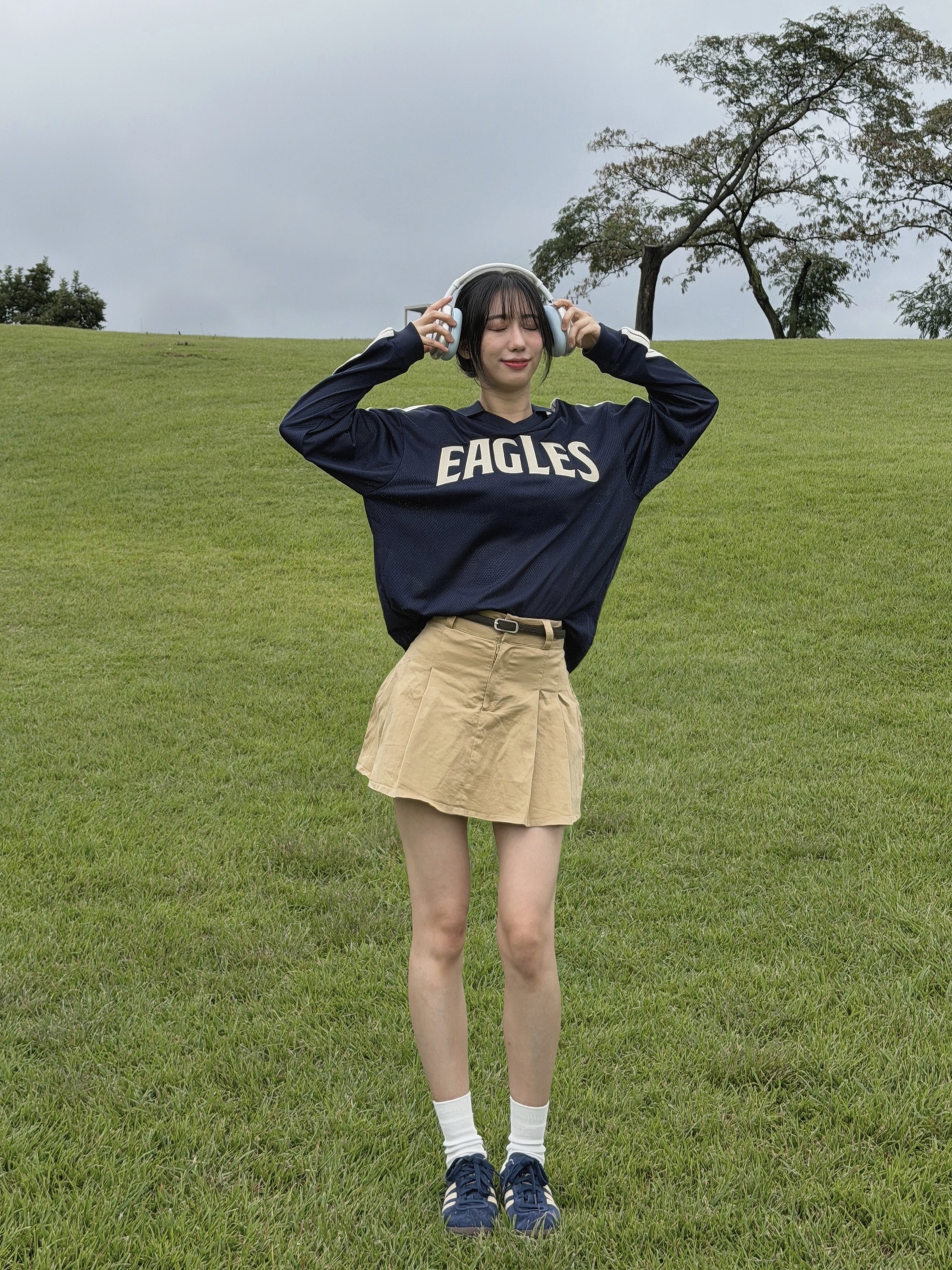 Satur x Hanwha Eagles Lausanne Over Size Mesh Jersey Navy 착용 스타일 - 1