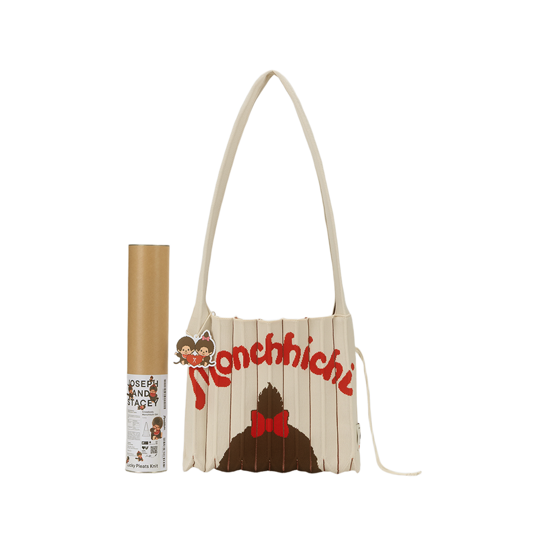 조셉앤스테이시 럭키 플리츠 니트 크로스바디 몬치치 걸 아이보리(JOSEPH&STACEY Lucky Pleats Knit Cross Body Monchhichi Girl Ivory)