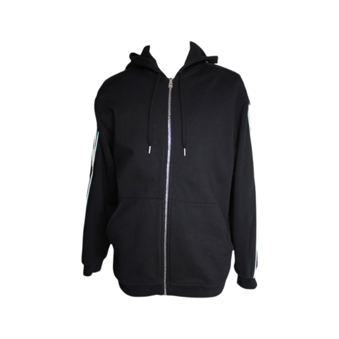 IT6P8LR6G3A6 Hermes Black and White Fleece-Lined Zip-Up Hoodie for Men