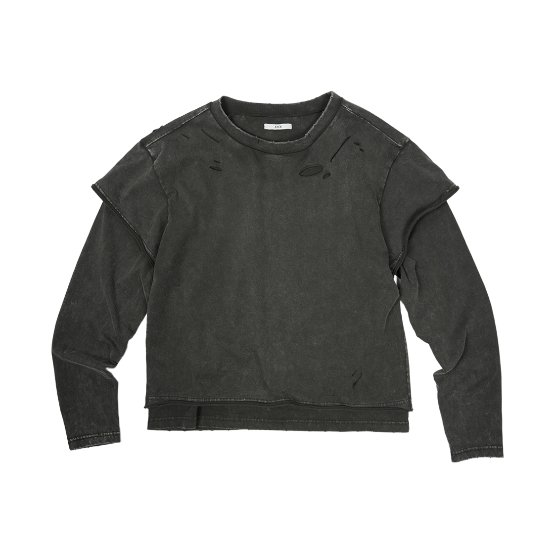 이티씨이 데미지 레이어드 롱슬리브 티 차콜(ETCE Damage Layered L/S Tee Charcoal)