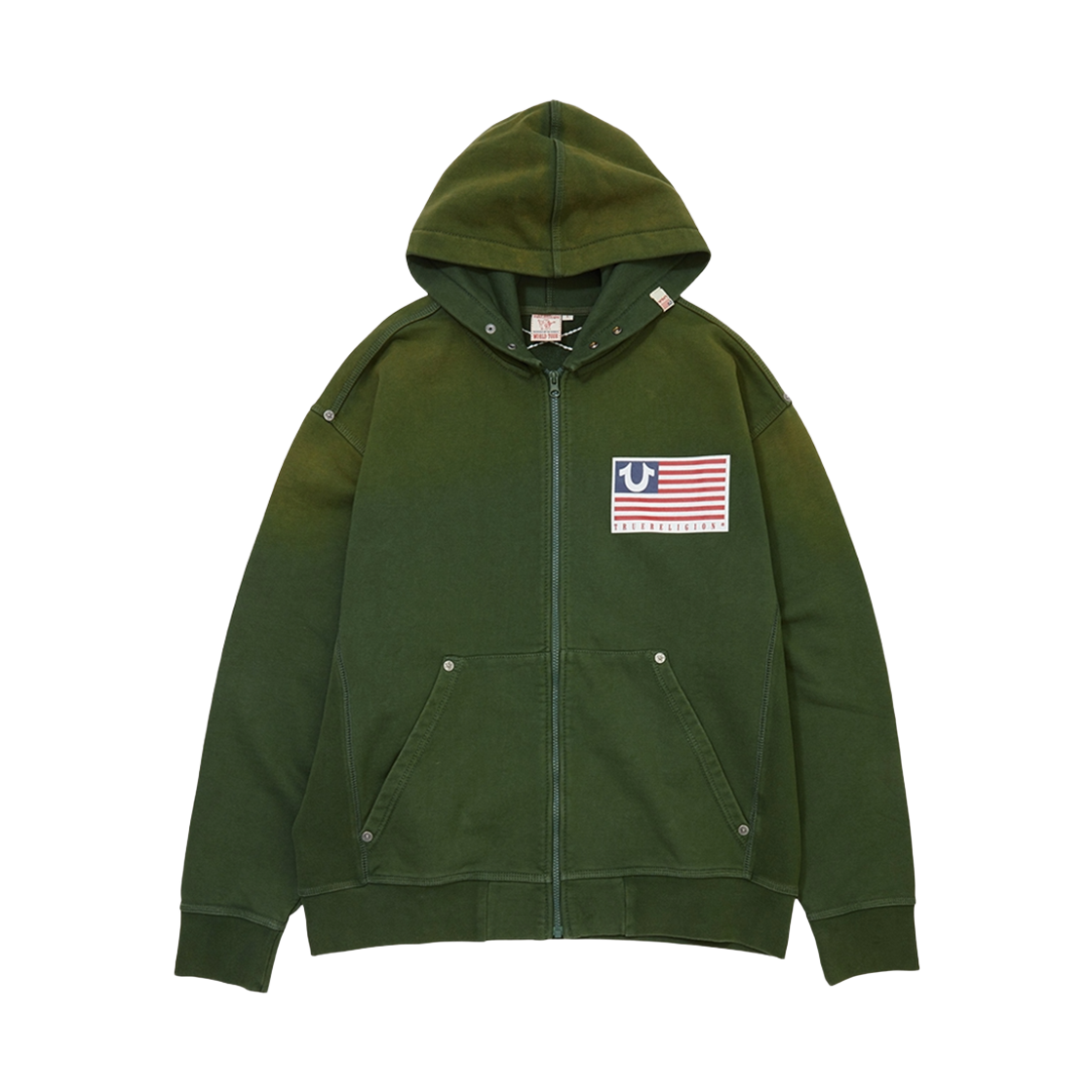 트루릴리젼 올드 글로리 집업 후디_워시드 그린(True Religion Old Glory Zipup Hoodie_Washed Green)
