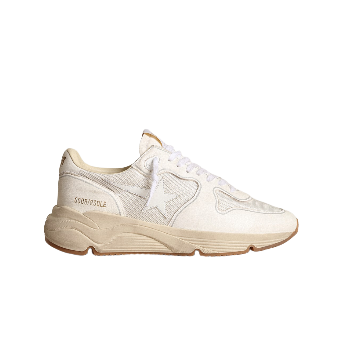 GWF00126-F003928-10100 (W) Golden Goose Running Sole Mesh Upper White Leather Star Optical White Nappa Leather Heel Tab Sneakers Optical White