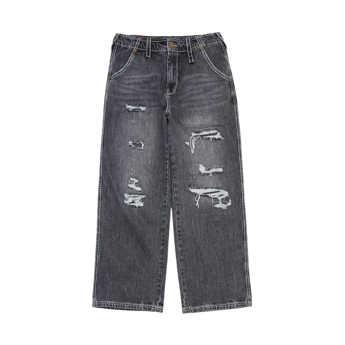 TRB1DPU104WGR True Religion Survival Damaged Denim Pants_Washed Grey
