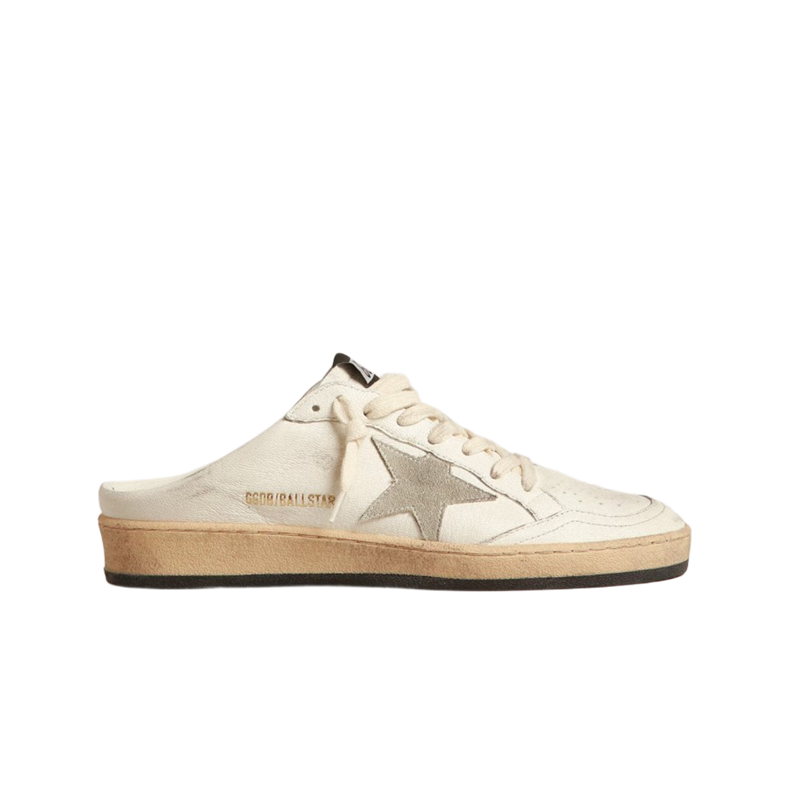 (W) 골든구스 볼 스타 아이스 그레이 스웨이드 스타 나파 레더 사봇 화이트((W) Golden Goose Ball Star Ice Grey Suede Star Nappa Leather Sabots White) - 1