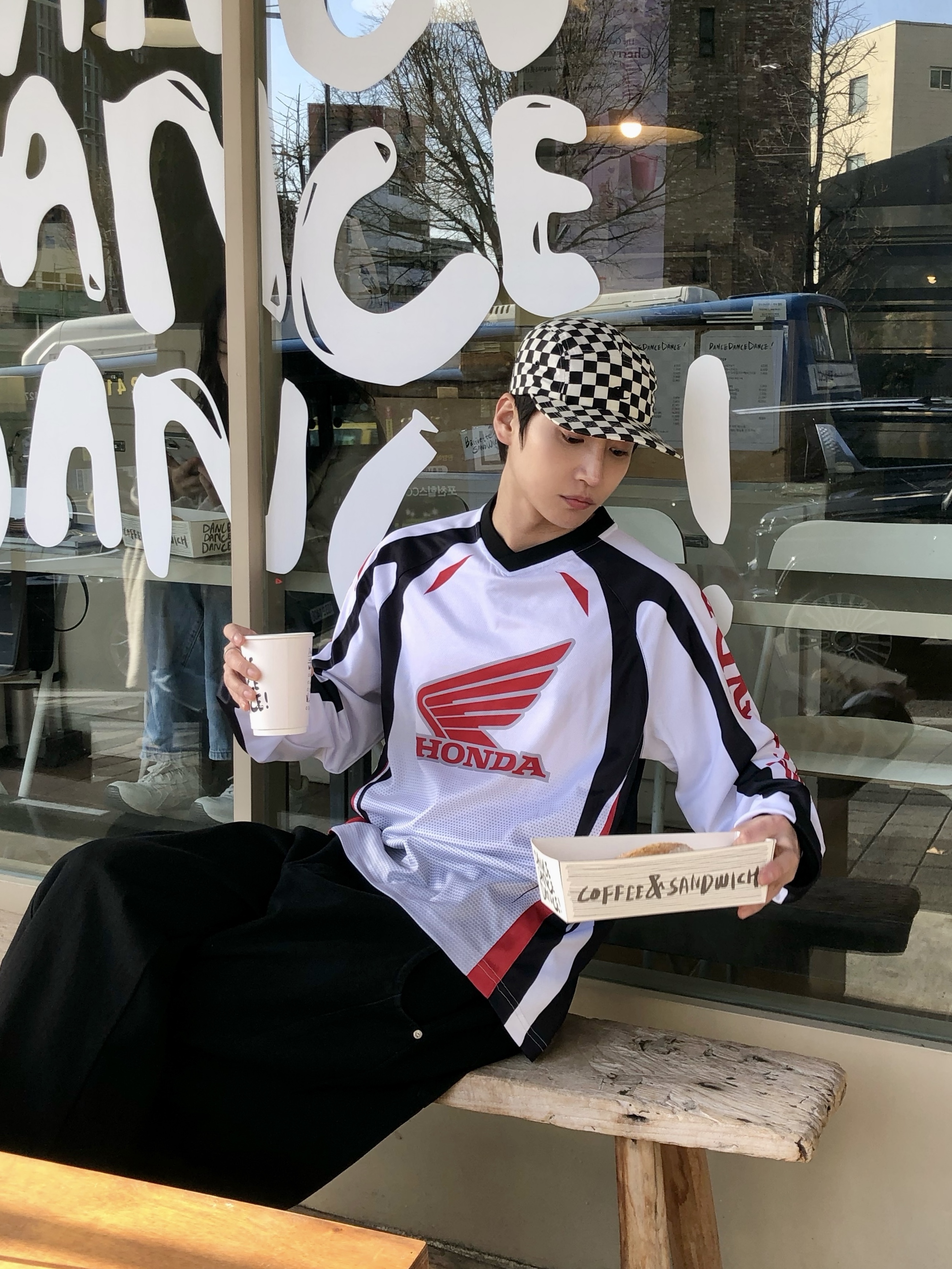 Honda Mesh Motorcycle Jersey White 착용 스타일 - 2