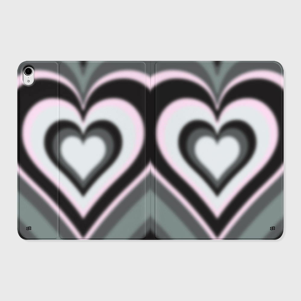 어프어프 선셋 하트 블랙 아이패드 커버 폴리오 케이스(earpearp Sunset Heart Black iPad Cover) - 3