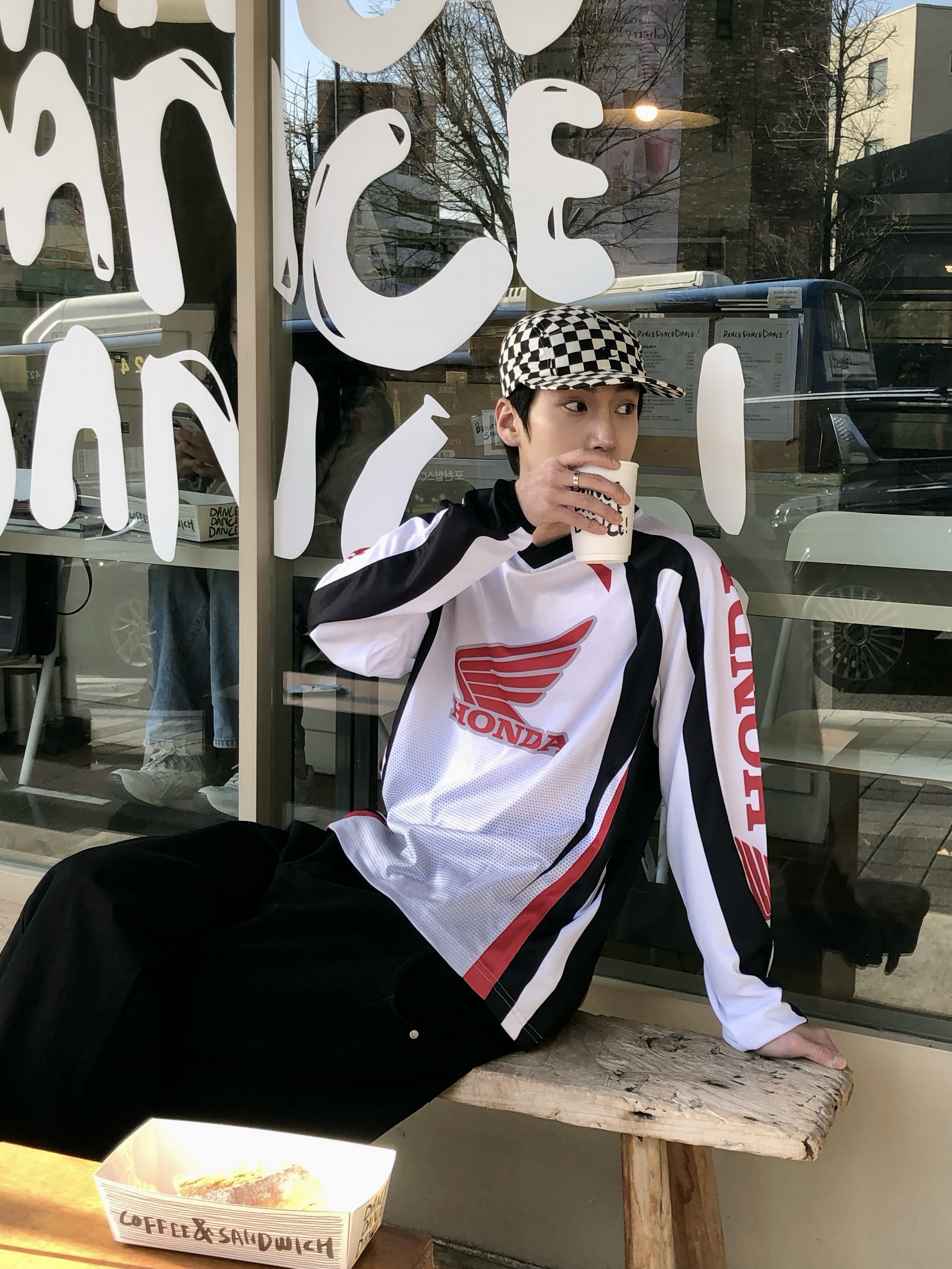 Honda Mesh Motorcycle Jersey White 착용 스타일 - 1