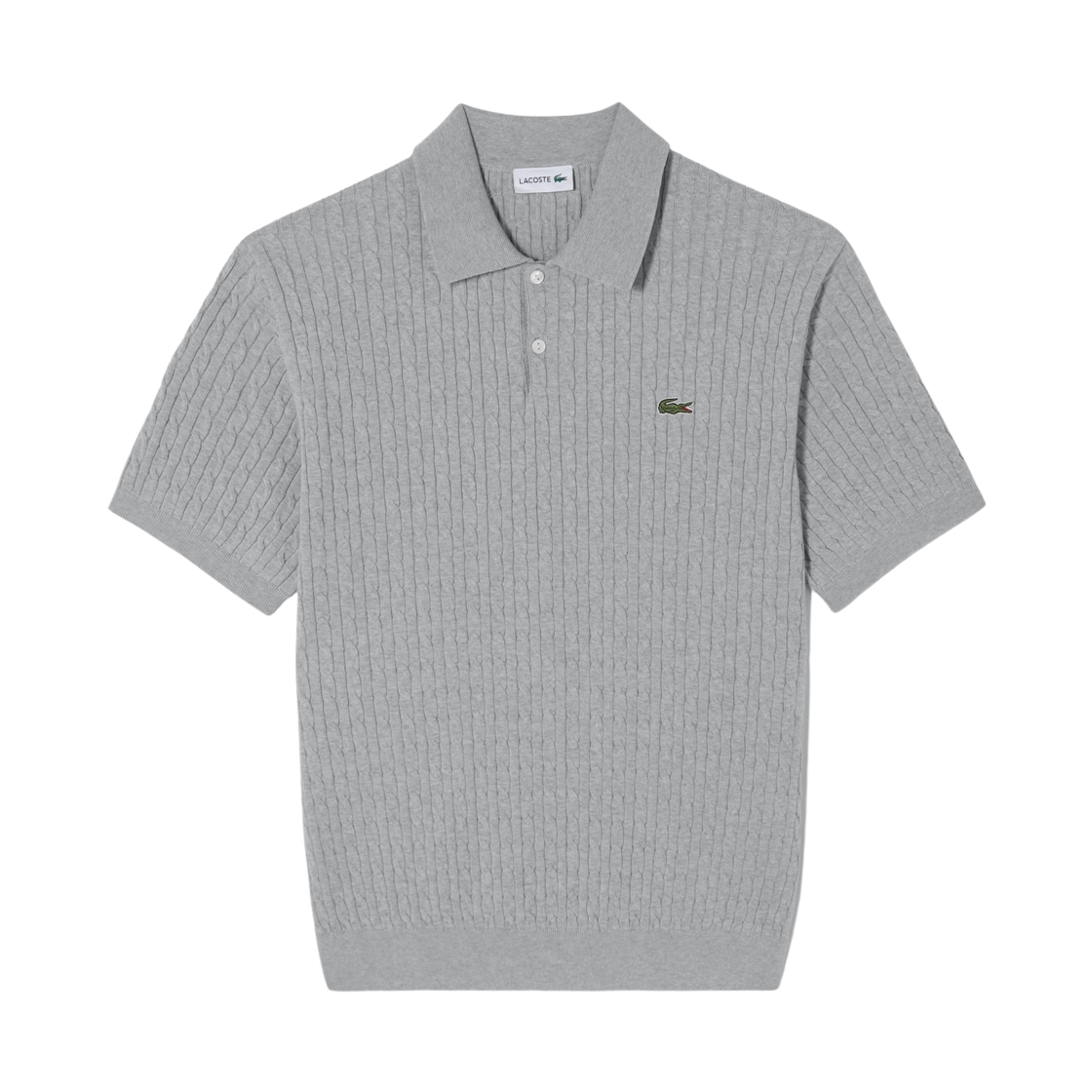 라코스테 케이블 숏슬리브 스웨터 폴로 셔츠 그레이(Lacoste Cable Short Sleeve Sweater Polo Shirt Grey)