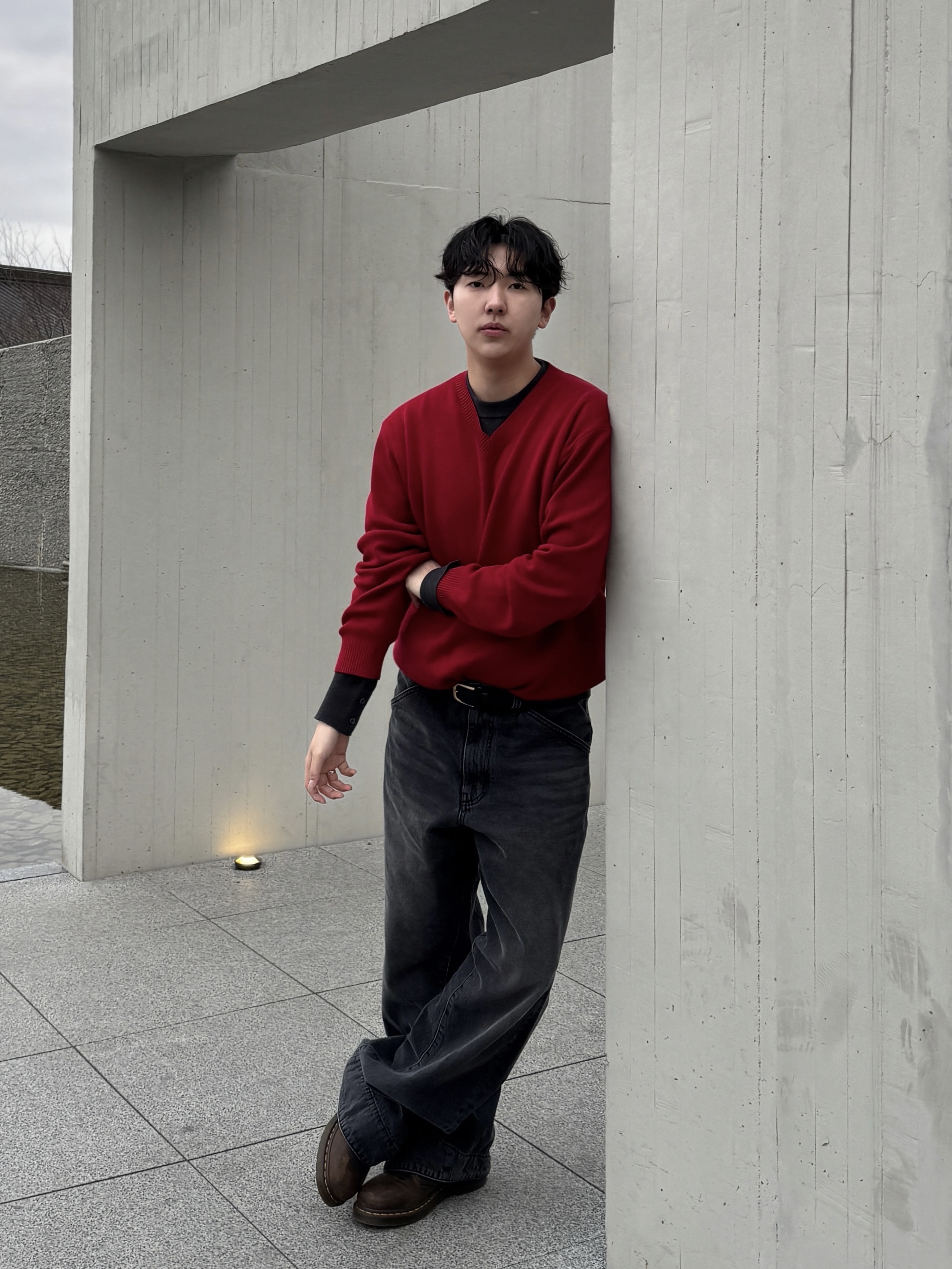 Noun Engineered Motion Denim Pants Black, Dr. Martens 1461 Crazy Horse Dark Brown 착용 스타일 - 1