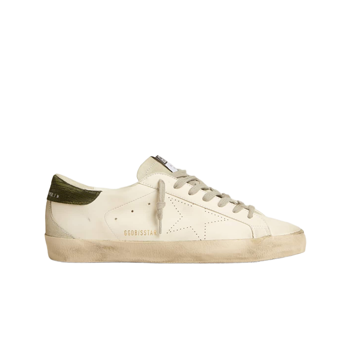 GMF00262-F005227-10802 Golden Goose Bio-Based Superstar Perforated Star Green Heel Tab Sneakers White