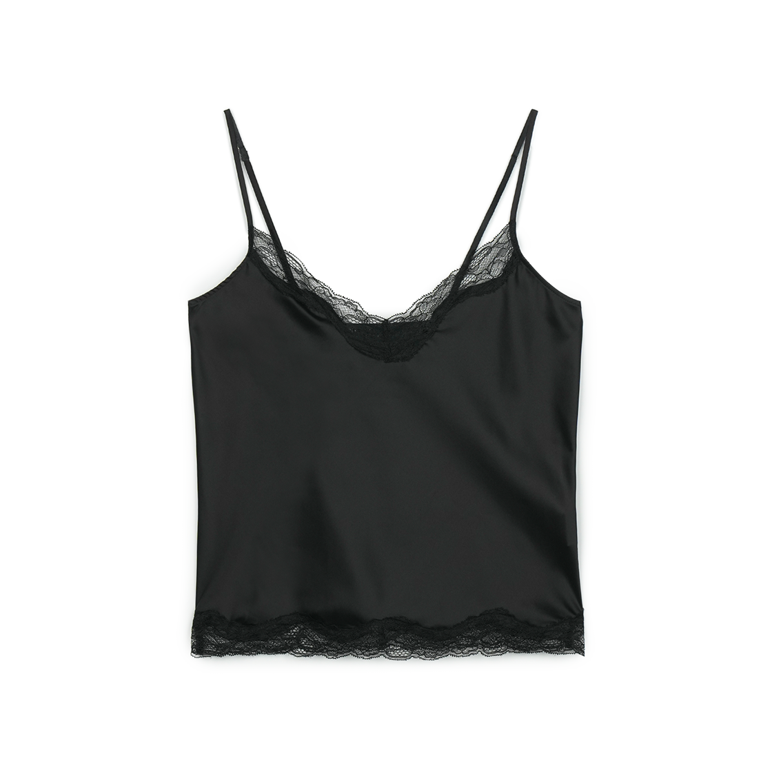 P0000BGX Greenbutter Silky Lace Camisole Black