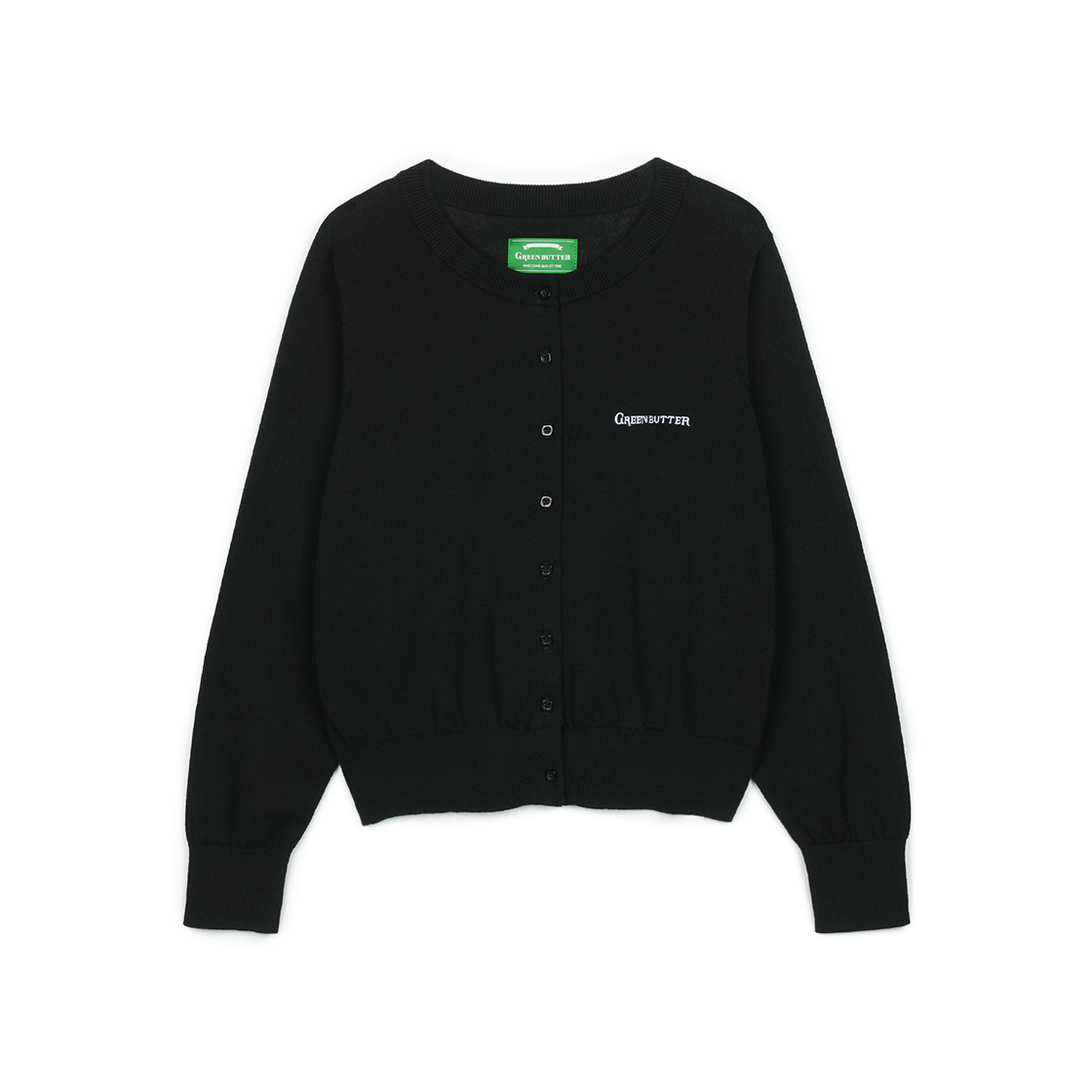 P0000BHB Greenbutter Easy-Care Cotton Cardigan Black