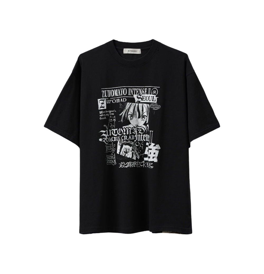 ZUTOMAYO INTENSE II 투어 티셔츠 서울 (빈티지 블랙)(ZUTOMAYO INTENSE II Tour Tee Seoul (Vintage Black))