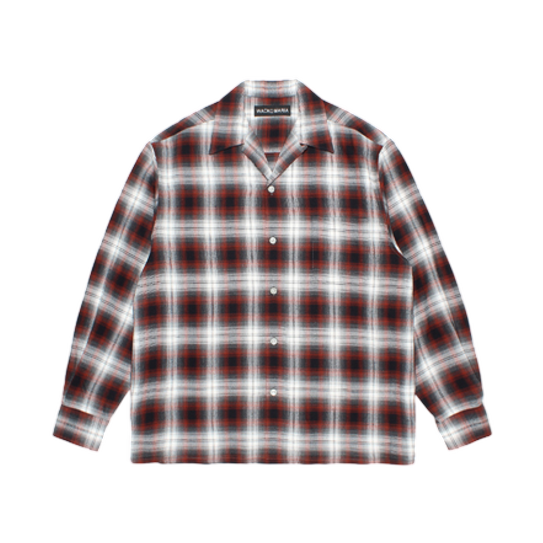 - Wacko Maria Ombre Check Open Collar Shirt Brown