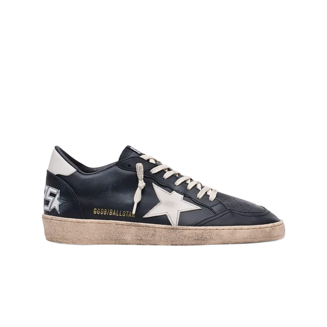 GMF00117-F006707-80203 Golden Goose Ball Star with White Leather Star Heel Tab Black Nappa Sneakers Black