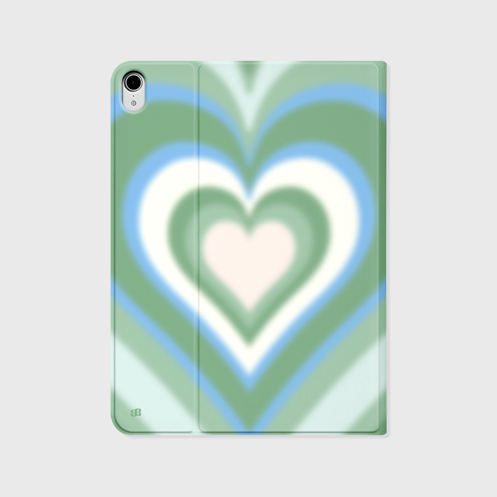 어프어프 선셋 하트 그린 아이패드 커버 폴리오 케이스(earpearp Sunset Heart Green iPad Cover) - 2