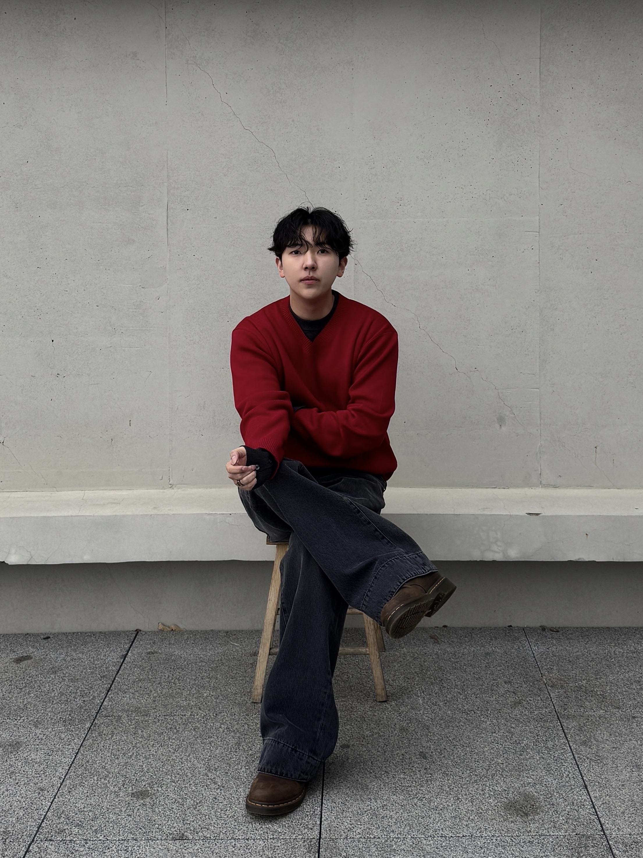 Noun Engineered Motion Denim Pants Black, Dr. Martens 1461 Crazy Horse Dark Brown 착용 스타일 - 3