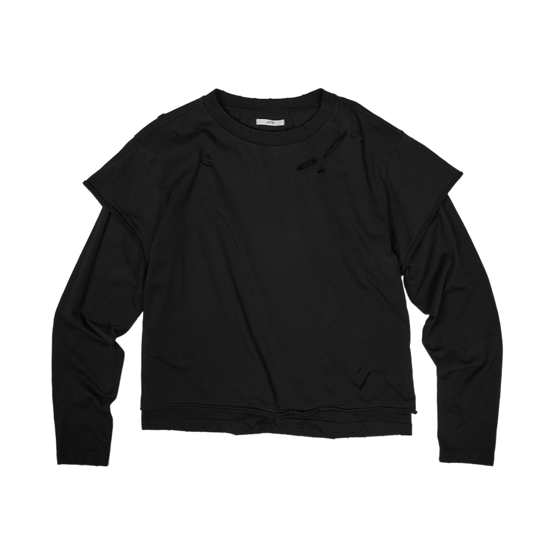 이티씨이 데미지 레이어드 롱슬리브 티 블랙(ETCE Damage Layered L/S Tee Black)