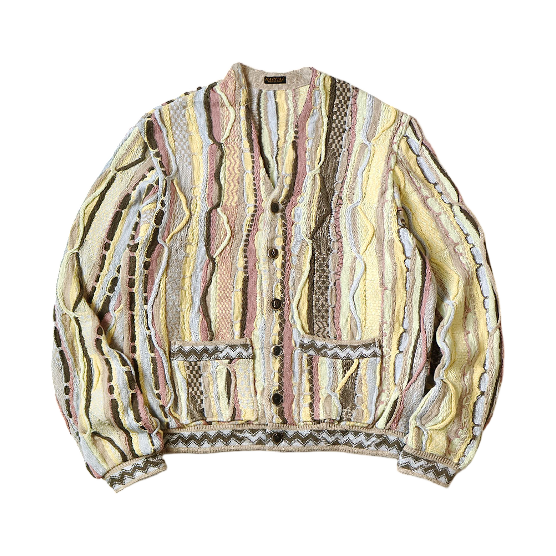 캐피탈 7G 니트 고디 쇼츠 가디건 옐로우(Kapital 7G Knit Gaudy Short Cardigan Yellow) - 1