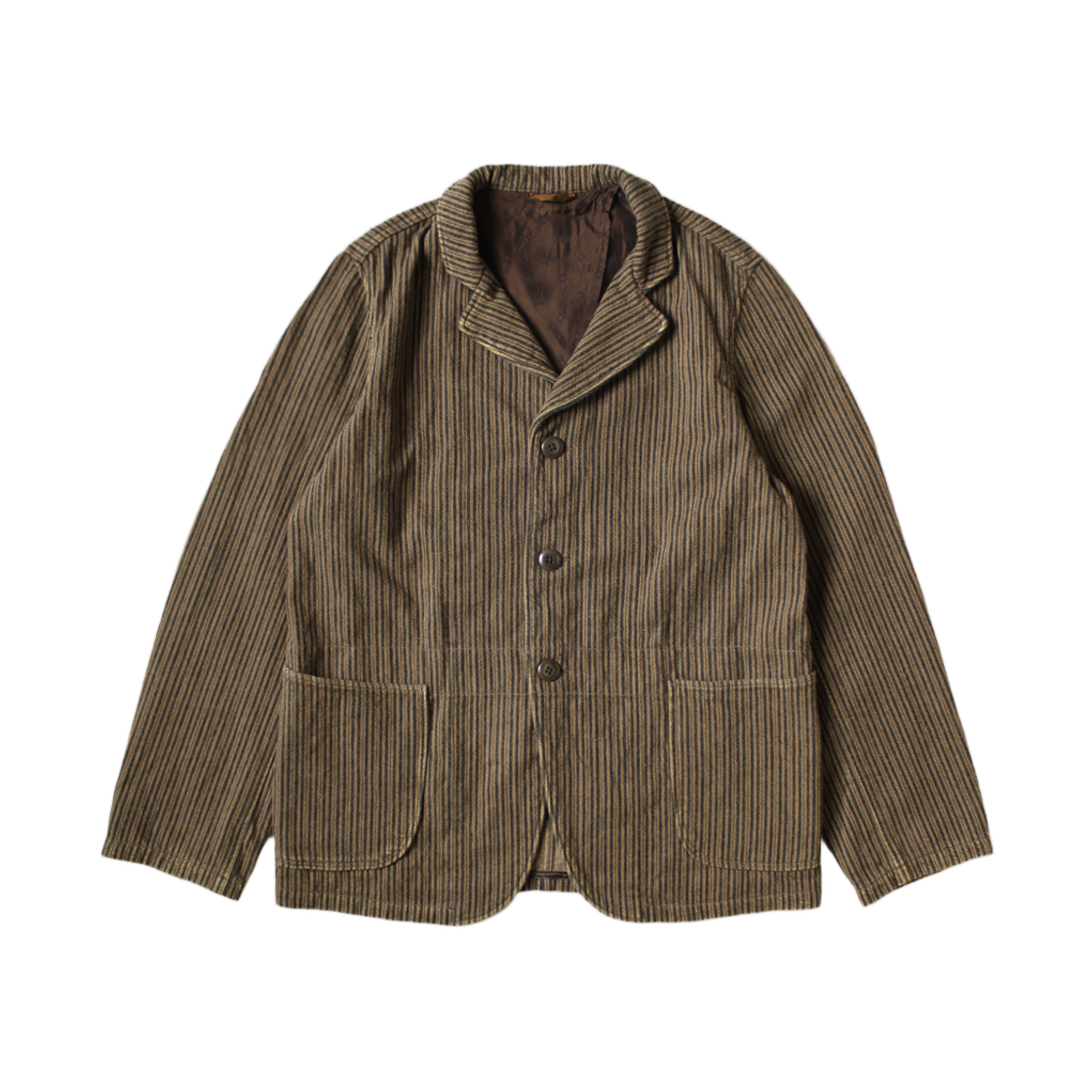 K2510LJ141 Kapital Twill Aged Wool Stripe Hospital Jacket Brown