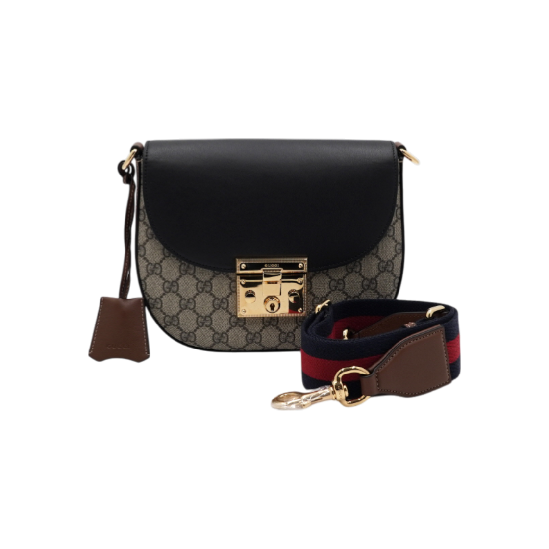 구찌779805 패드락 블랙 레더 슈프림 GG메신저 여성 숄더백 겸 크로스백aa61455(Gucci Padlock Black Leather Supreme GG Messenger Bag) - 1