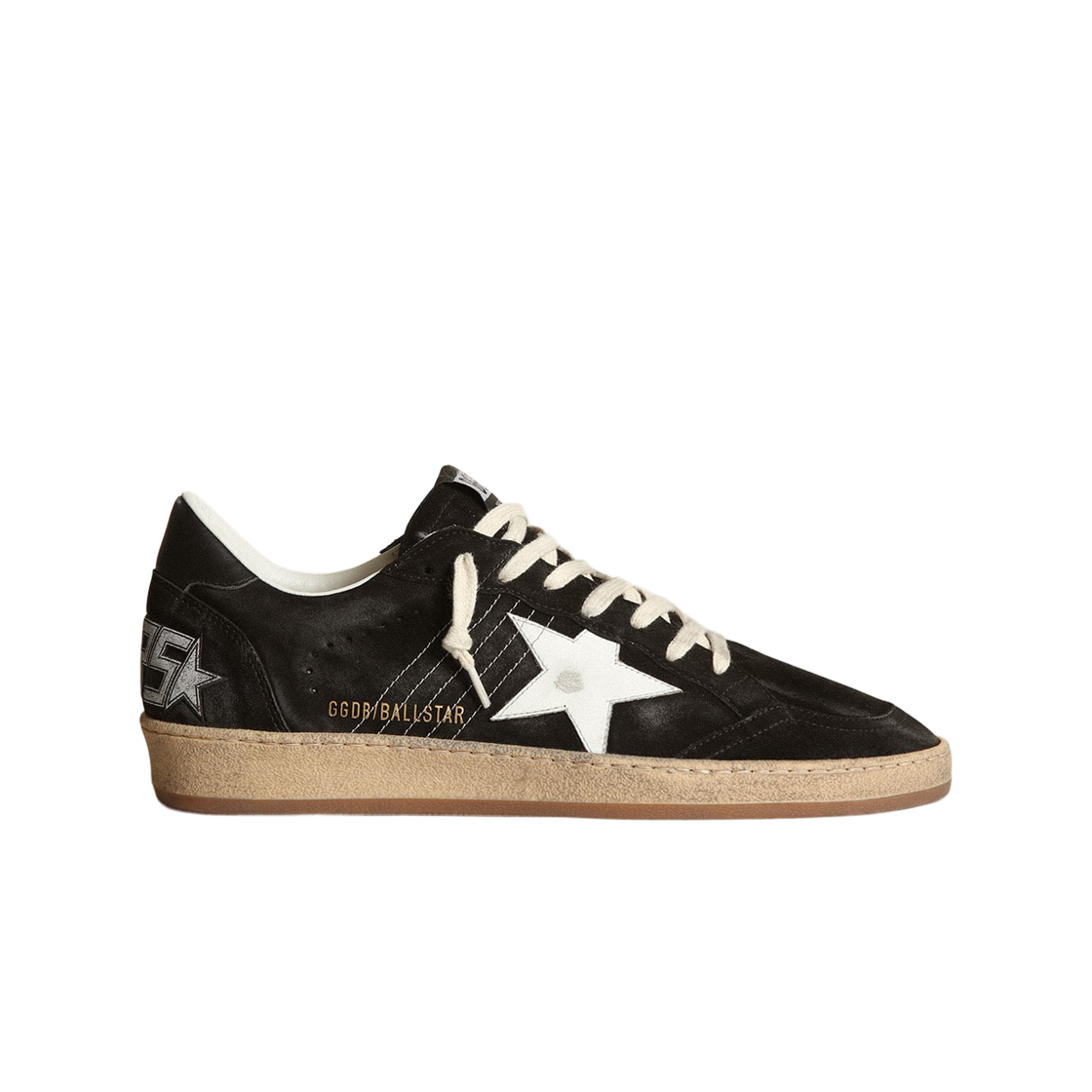 GMF00117-F003246-80203 Golden Goose Ball Star White Leather Star Black Heel Tab Sneakers Black