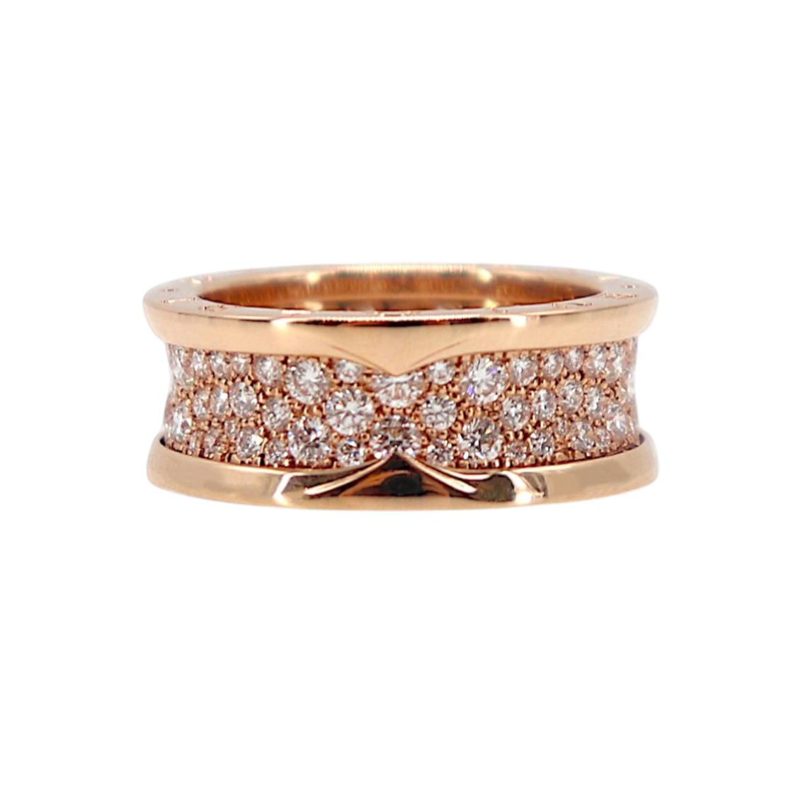 ITQJ422LK32D Bulgari B.Zero1 2-Band Pave Ring in Rose Gold, Size 54