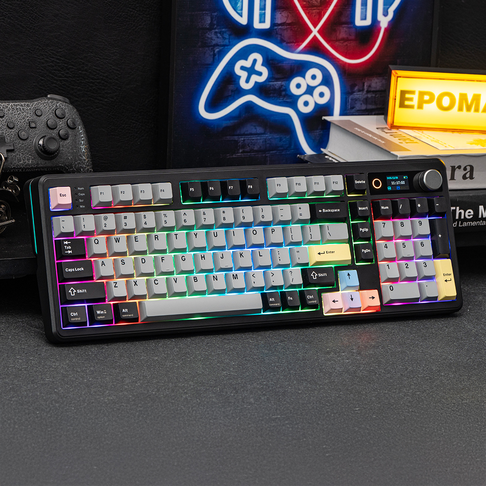 에포메이커 TH99 PRO 유무선 기계식 키보드 3모드 핫스왑 풀배열 정식수입 AS가능 영문각인 저소음 바다소금축 블랙(EPOMAKER TH99 PRO Tri-Mode Wireless Mechanical Keyboard Sea Salt Switch Black) - 6