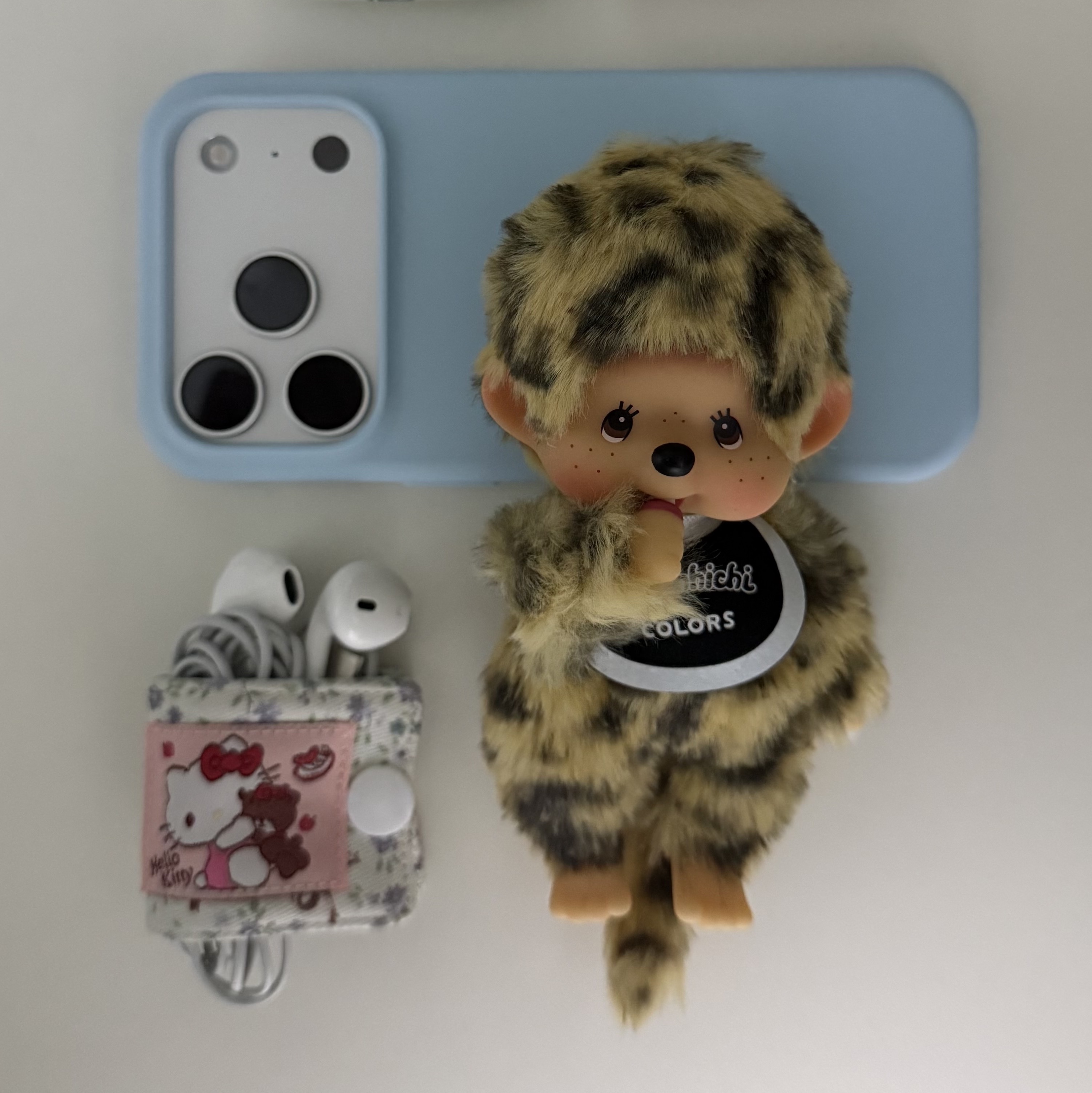 Monchhichi Colors Keychain Leopard Print 착용 스타일