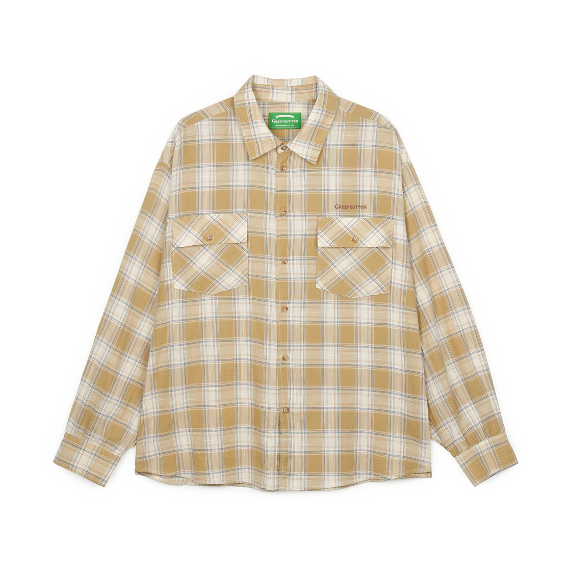 P0000BHG Greenbutter Rustic Check Shirt Beige