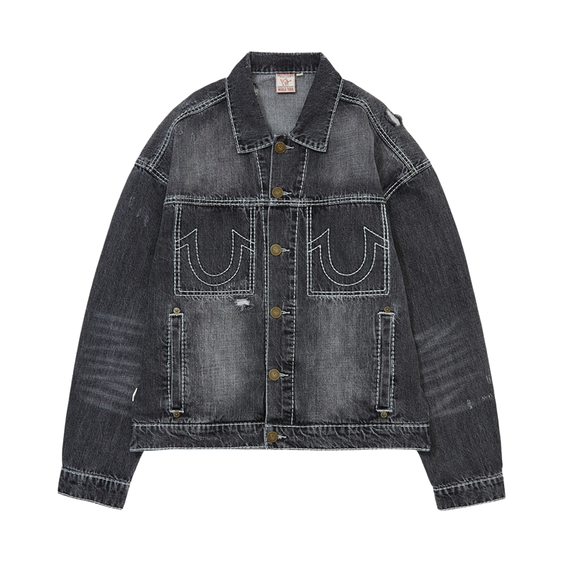 트루릴리젼 서바이벌 데미지 데님 트러커_워시드 그레이(True Religion Survival Damaged Denim Trucker_Washed Grey)