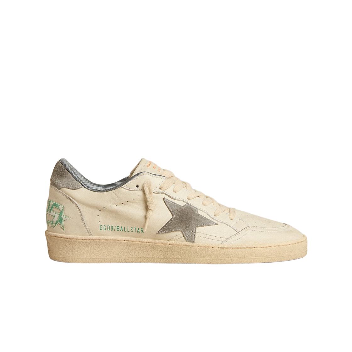 GMF00117-F005179-11663 Golden Goose Ball Star with Grey Suede Star Heel Tab Nappa Leather Off White