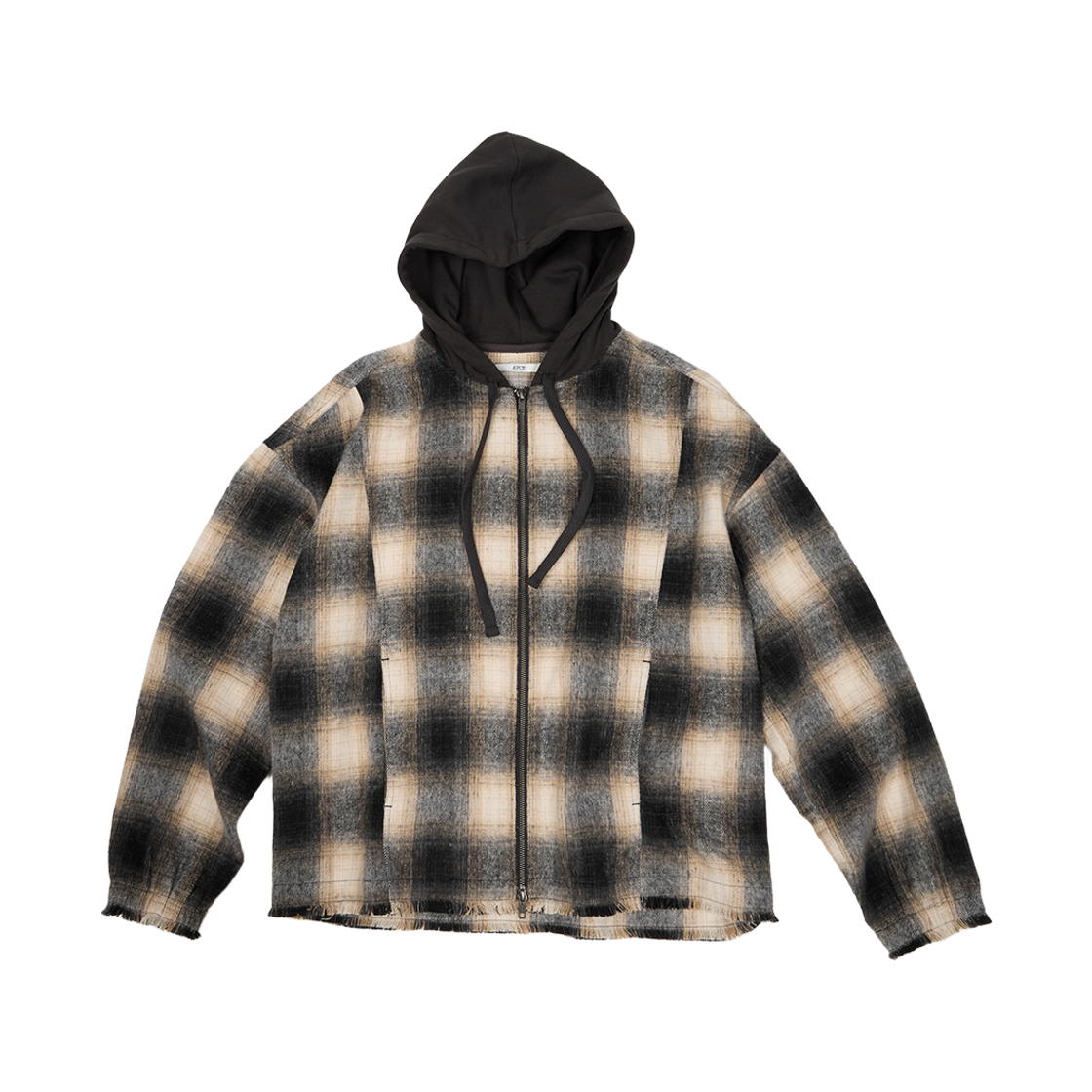 ET2601JK03BK ETCE Ombre Hood Check Jacket Black