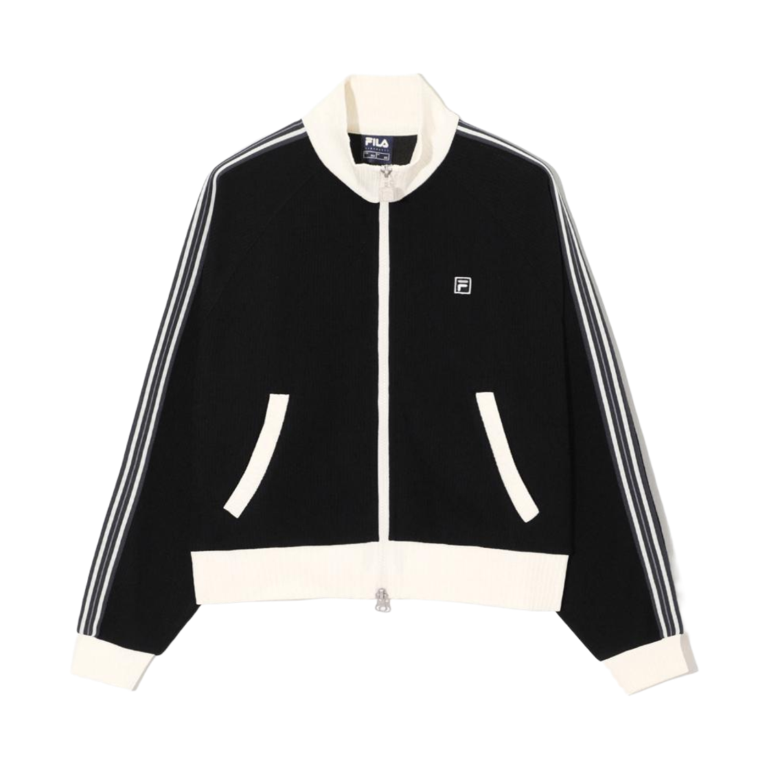 [6% 적립] 휠라 1911 여성 니트 트랙 집업 블랙([6% 적립] FILA 1911 Women Knit Track Zip-up Black)