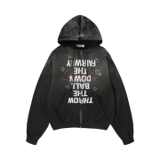 Grailz Over Graphic Vintage Zip Hoodie Black