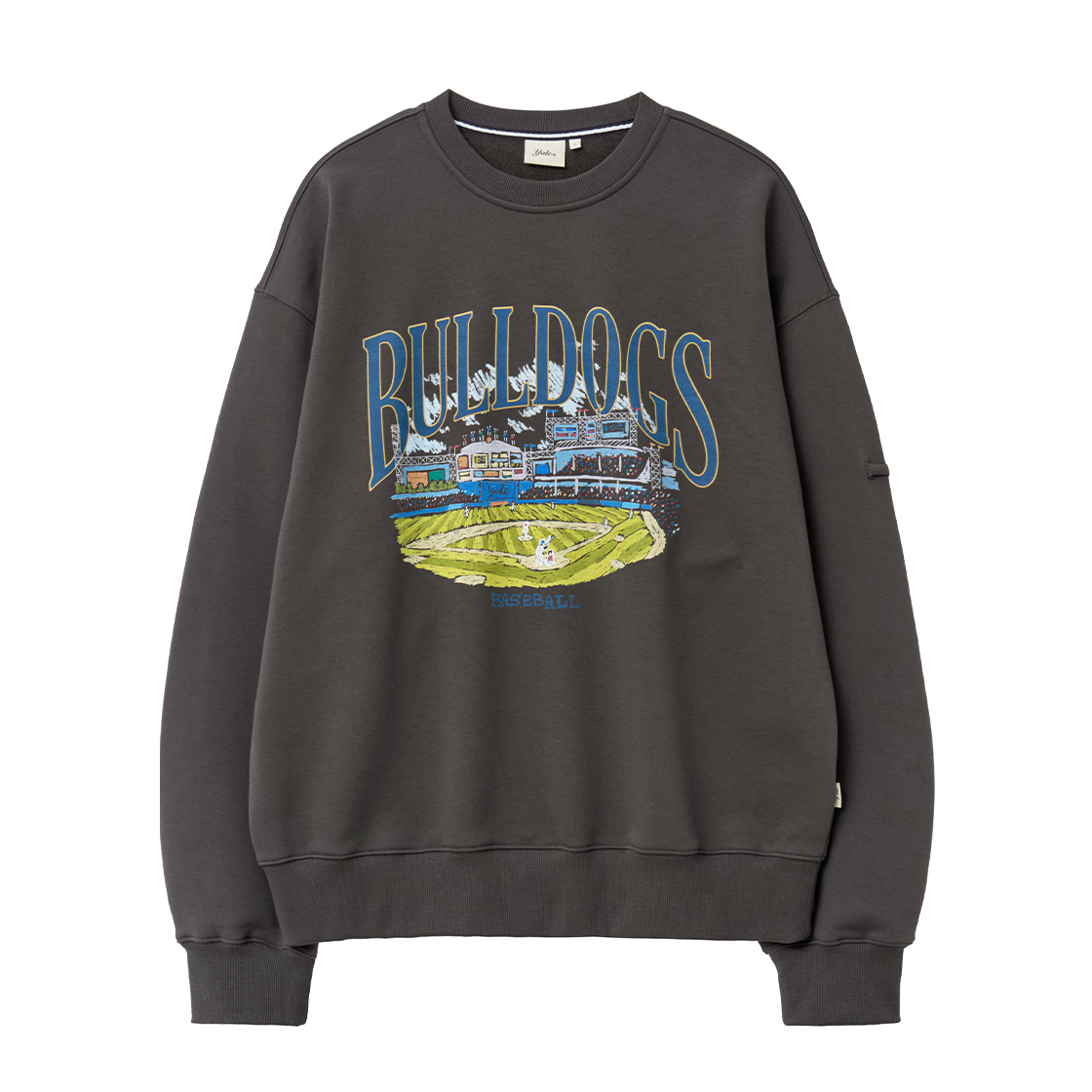 YGS1CR307BCH Yale Bulldog Baseball Sweatshirt_Charcoal