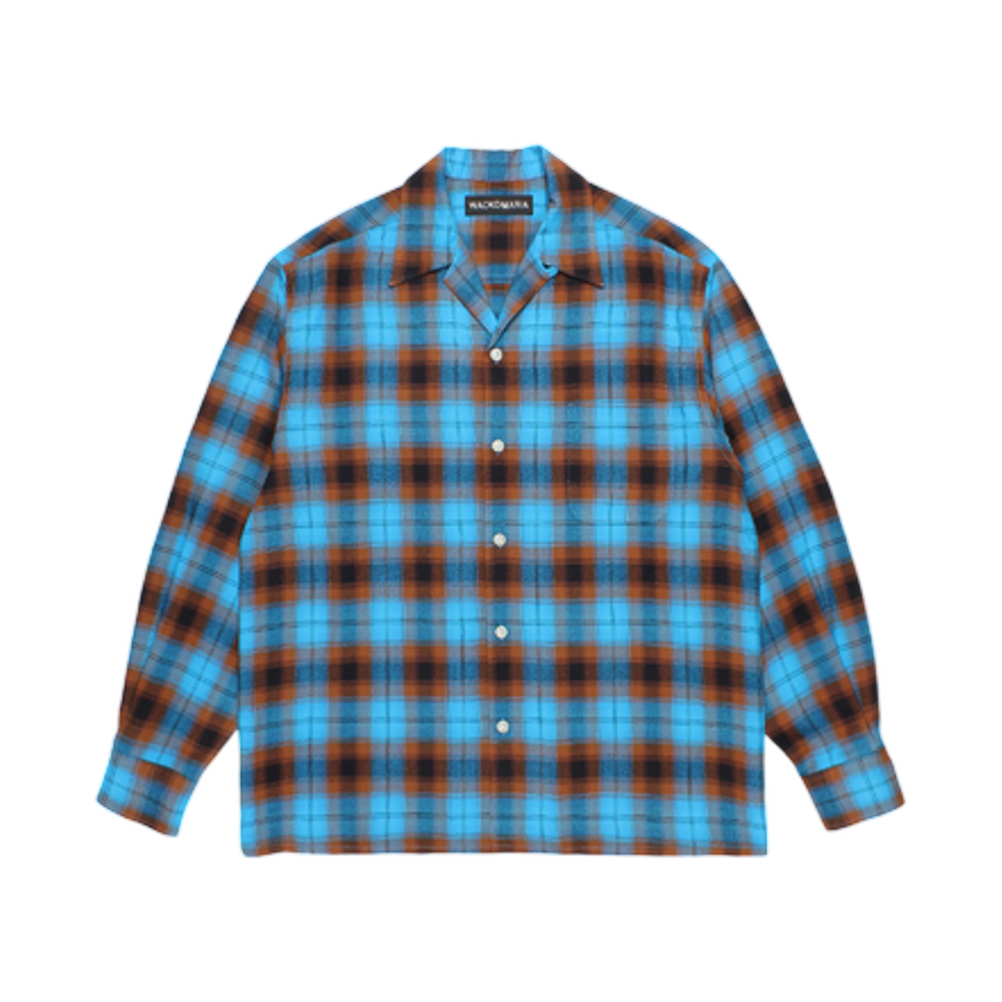 - Wacko Maria Ombre Check Open Collar Shirt Blue