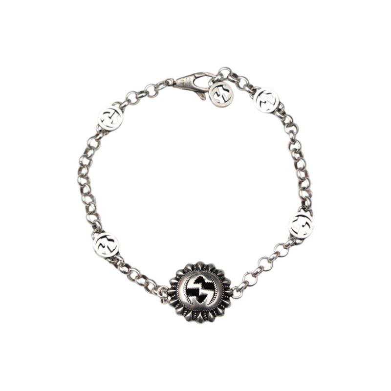 구찌 925 실버 GG 로고 참 팔찌(Gucci 925 Silver GG Logo Charm Bracelet) - 1