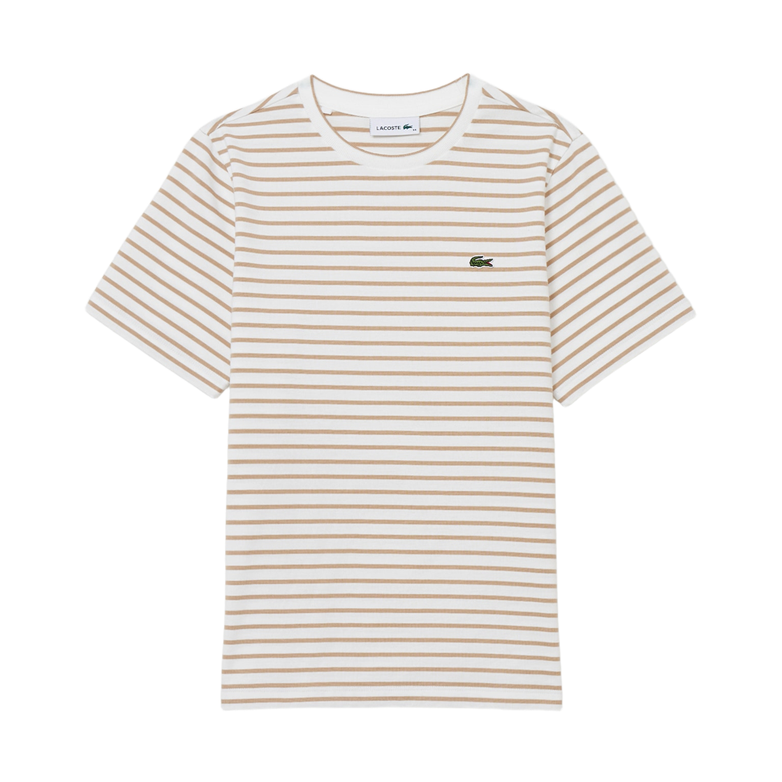 (W) 라코스테 스트라이프 숏슬리브 티셔츠 베이지((W) Lacoste Stripe Short Sleeve T-Shirt Beige)